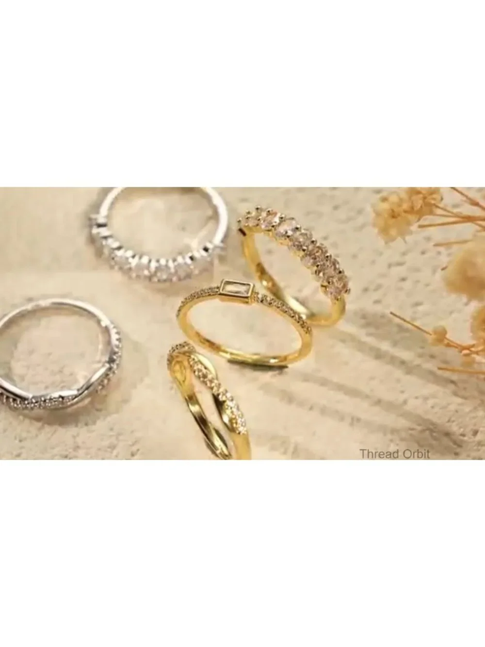 14K Gold Plated Stackable Rings Set Non Tarnish Waterproof Thin Bands